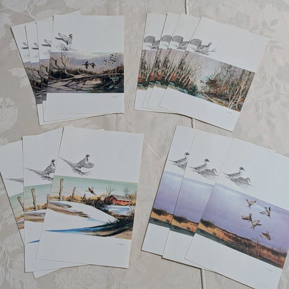 VTG Sherm Pehrson Set of 14 Unused Postcards/Notecards Ducks Four Seasons Nature